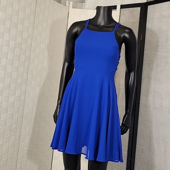 LULUS GOOD DEEDS ROYAL LACE UP STRAPLESS MINI DRESS - Picture 12 of 14